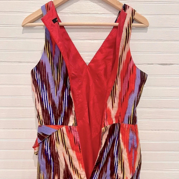Nanette Lepore Go Getter Sleeveless V Neck Silk Dress Short Multicolor Size 4 - Picture 6 of 12